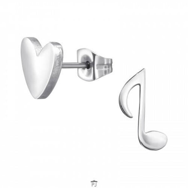 Muzieknoot en Hart Oorbel