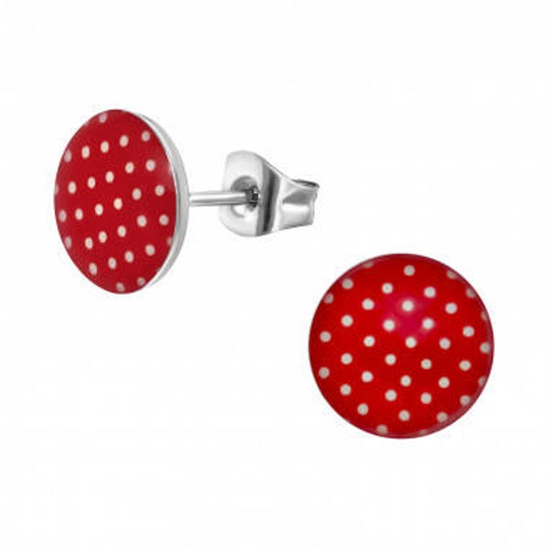 Rood met Stippen Oorbellen