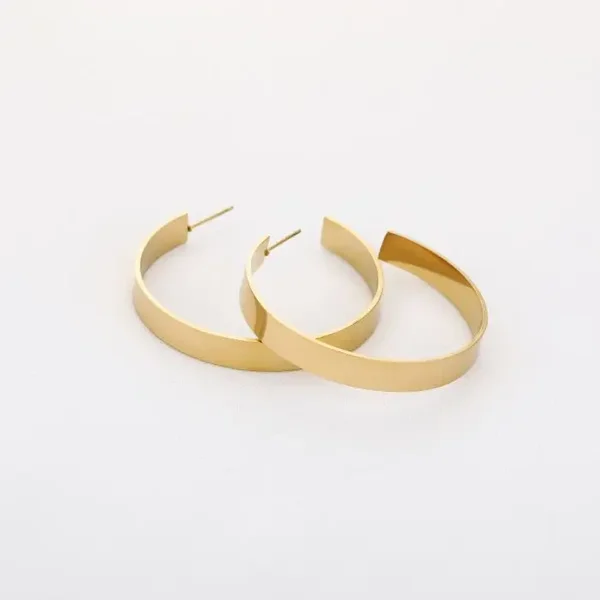 Oorbellen 'Flat Hoops' 4 cm