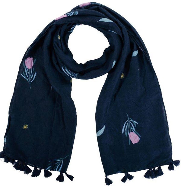 Sjaal bloemen Tulp blauw