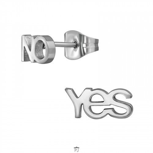 Oorknopjes 'Yes or No' - in zilver en goud - 316L Chirurgisch RVS