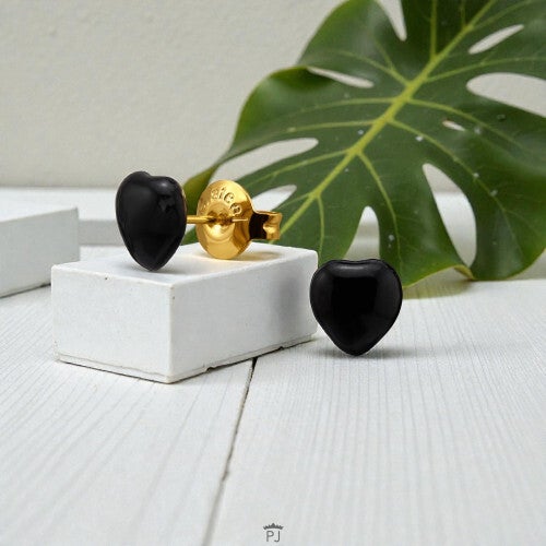 Oorknopjes 3D hart zwart