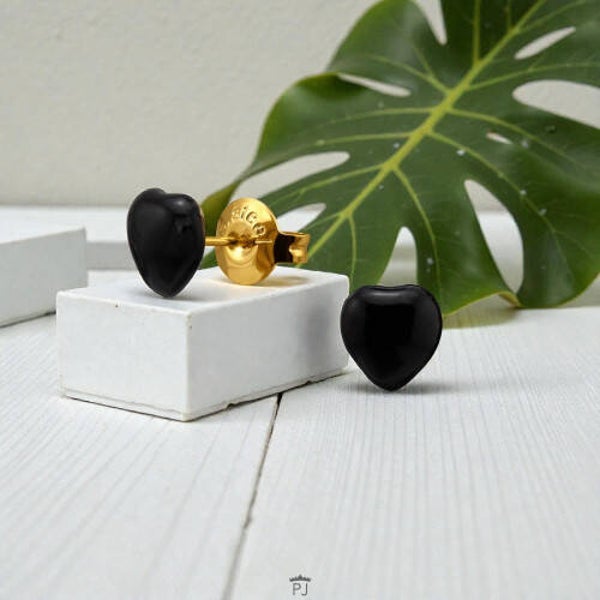 Oorknopjes 3D hart zwart