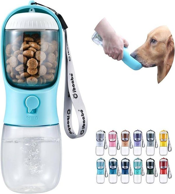 Dog Water Bottle with Food Container,