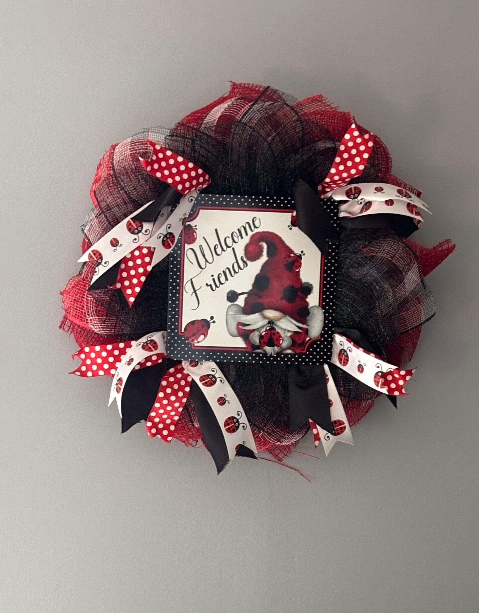 Ladybug Gnome Wreath