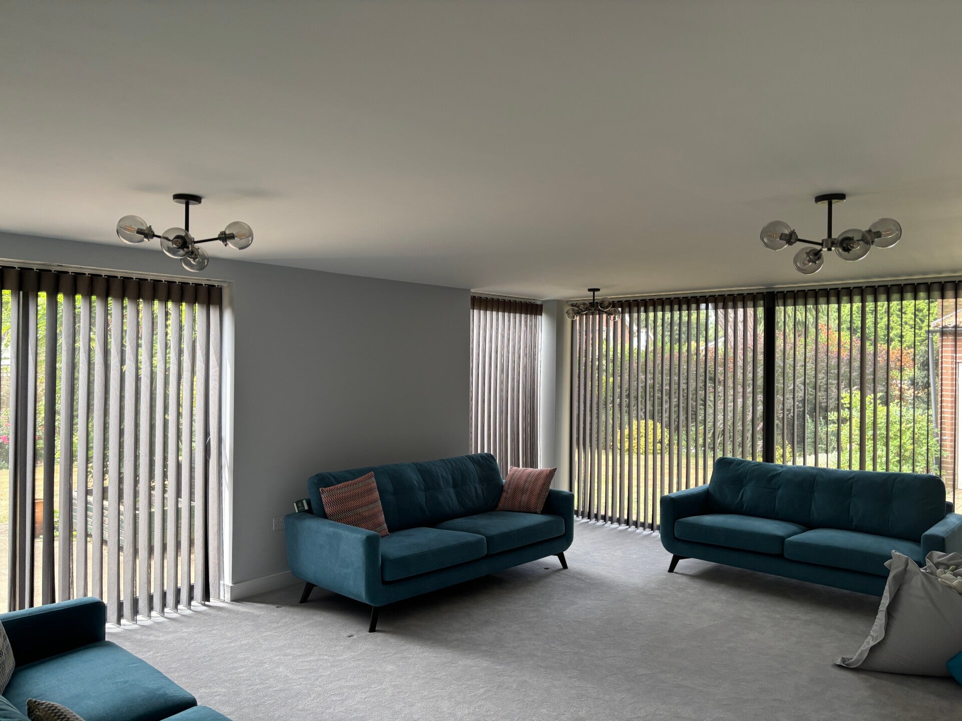 Dark grey allusion blinds fitted in Kent