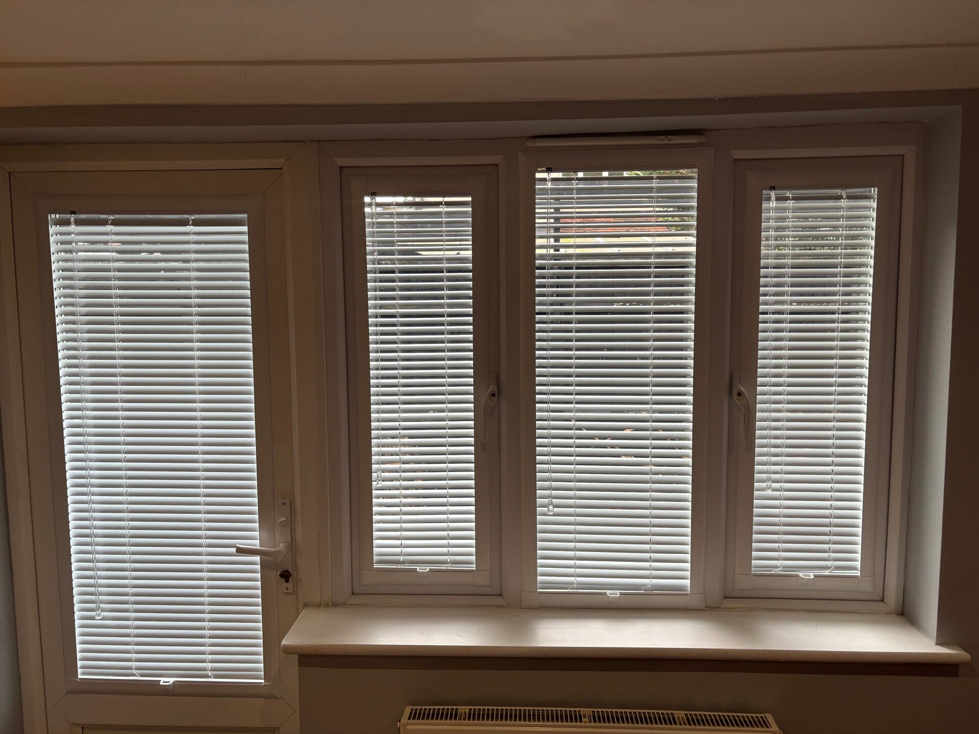 Perfect Fit Venetian Blinds Fitted To Door & Side Window In Kent - Free measuring and fitting service available