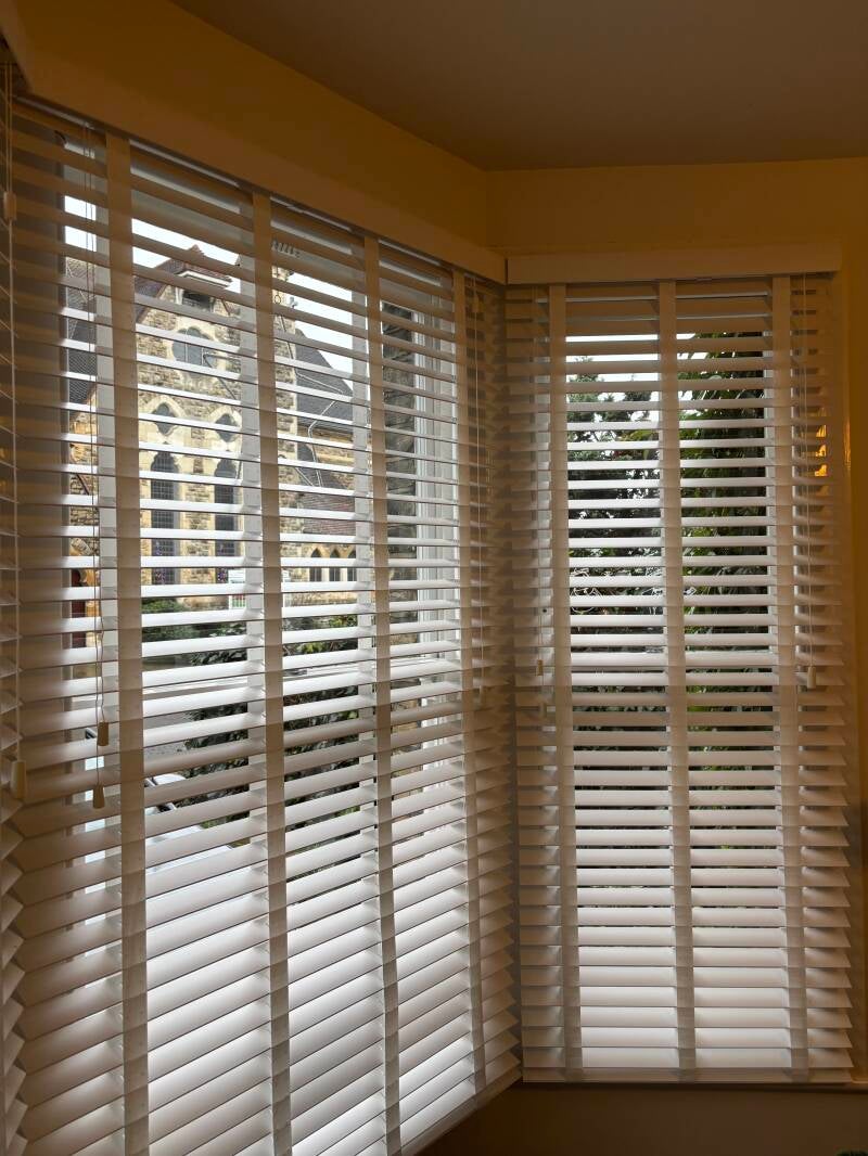 Off White Taped Faux Wood Venetian Blinds - Bromley