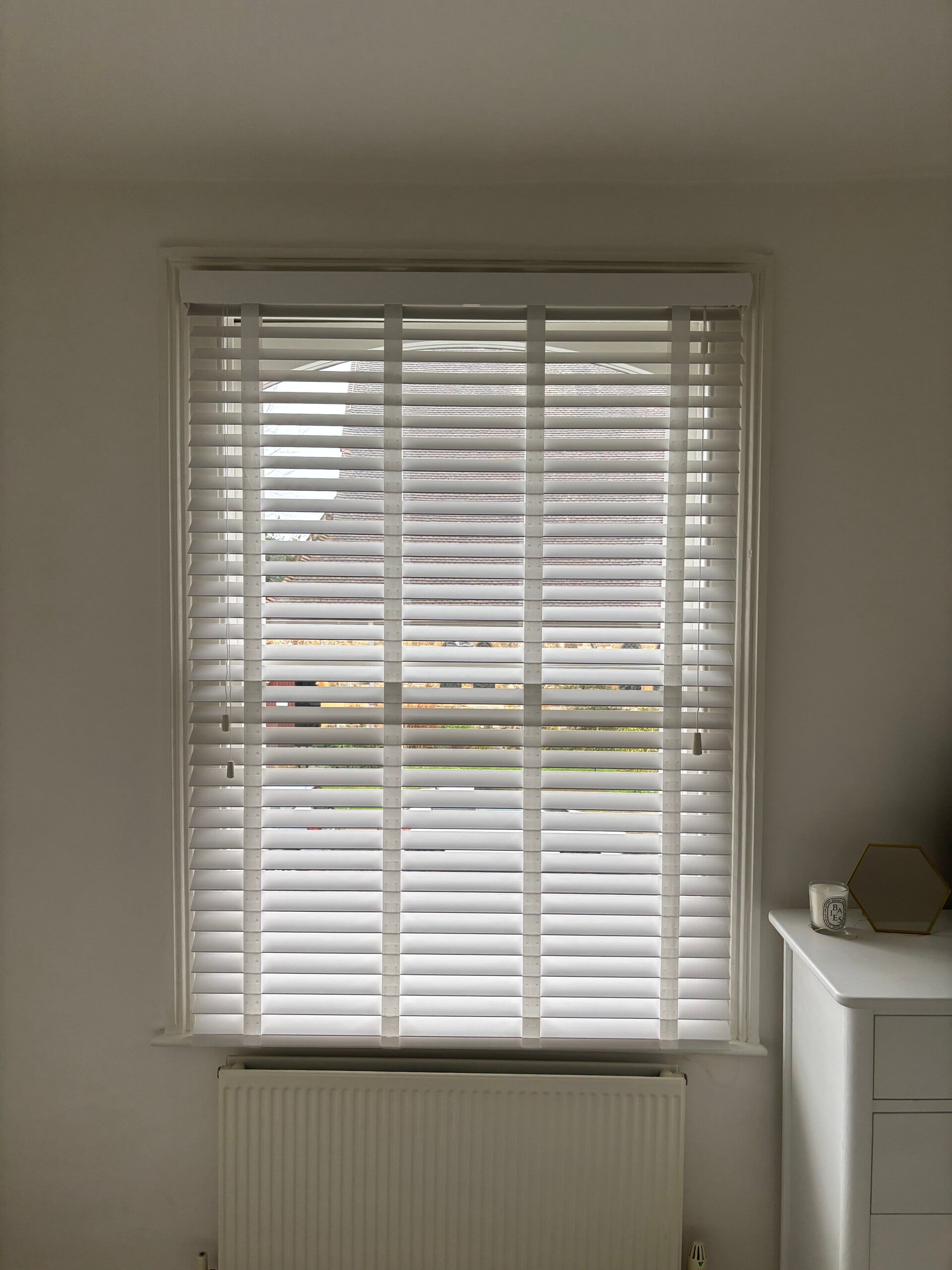 White Taped Faux Wood Venetian Blind Measured & Fitted 