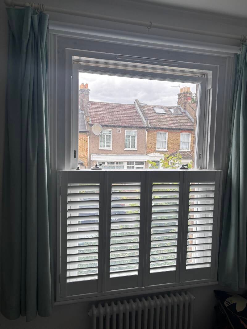 Cafe style shutters to bedroom windows in Whitstable measured and fitted by us