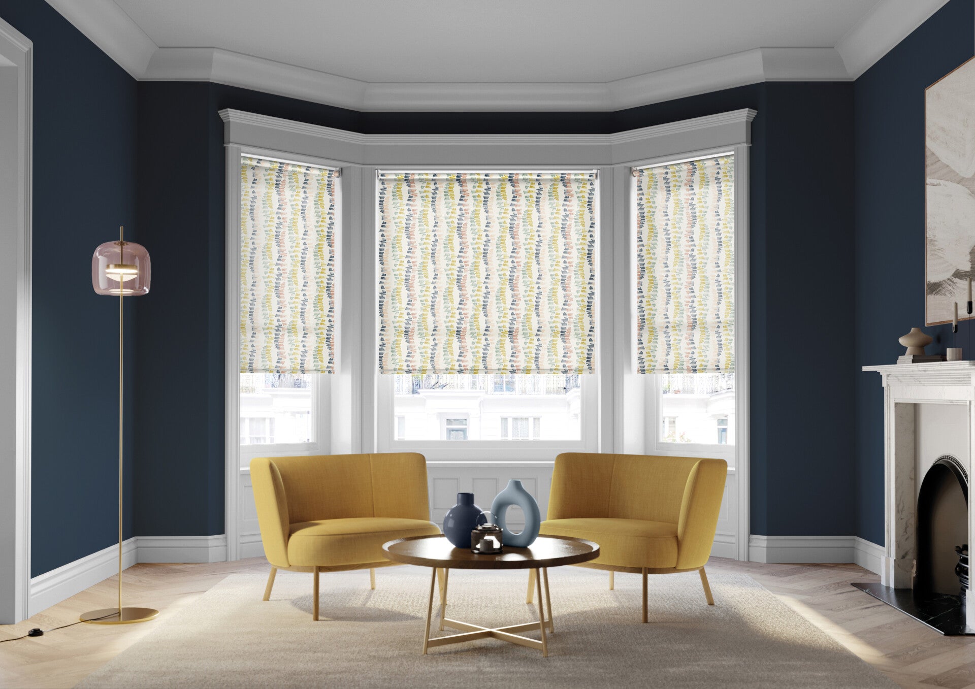 Bespoke patterned fabric roller blinds including measuring and fitting at low prices guaranteed