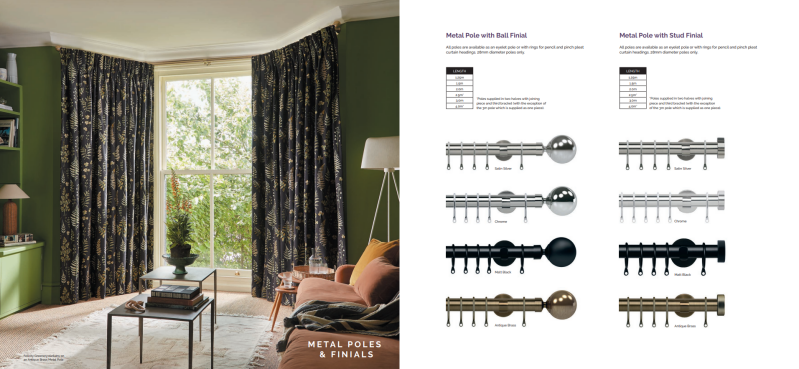 Metal curtain pole options 