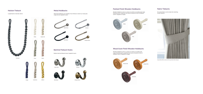 Curtain tie back and holdback options