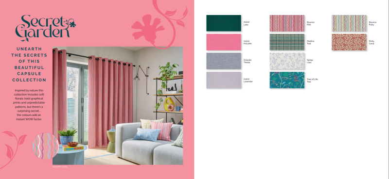 Patterned made to measure curtains and roman blind collection