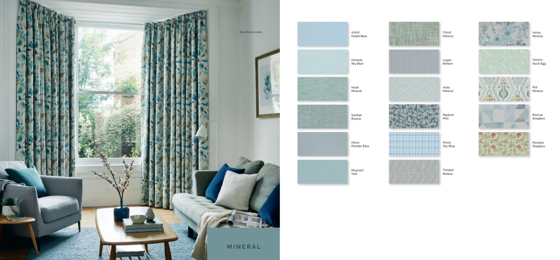 Light Blue made to measure curtains and roman blind collection