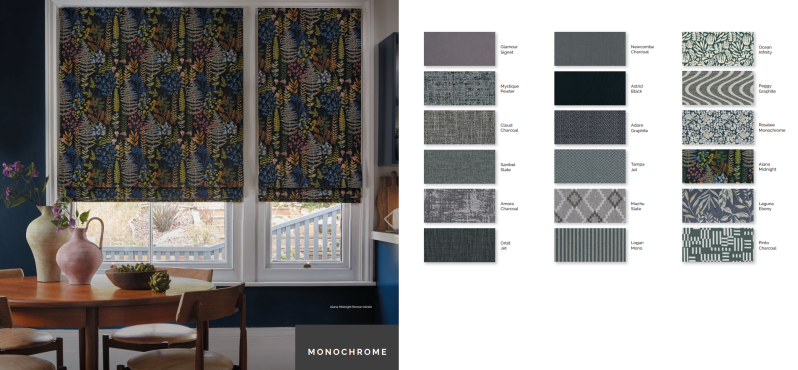 Dark Grey made to measure curtains and roman blind collection