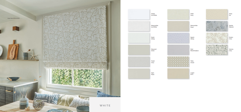 White made to measure curtains and roman blind collection