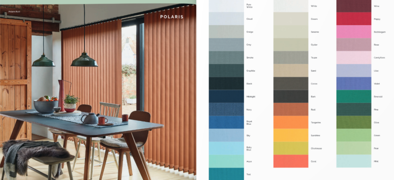 Classic plain vertical blind fabric colours from our collection