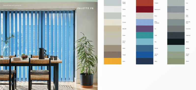 Plain fire retardant fabric vertical blinds