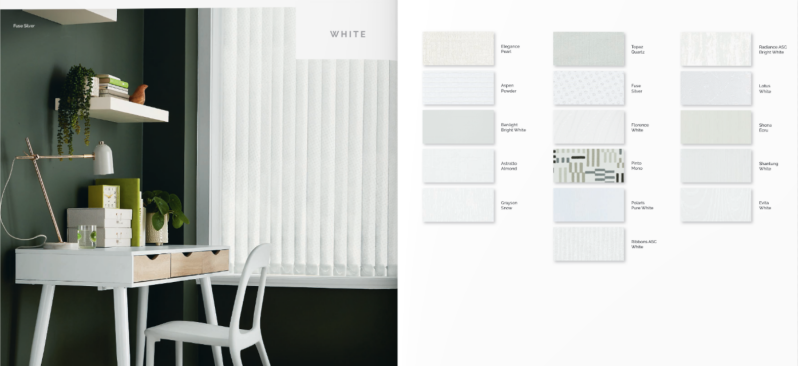 White vertical blinds collection