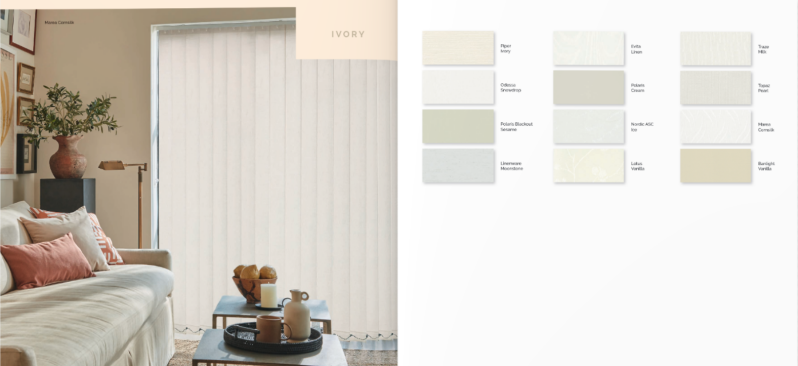 Ivory vertical blinds collection