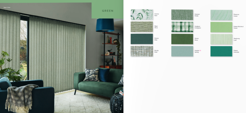 Green vertical blinds collection