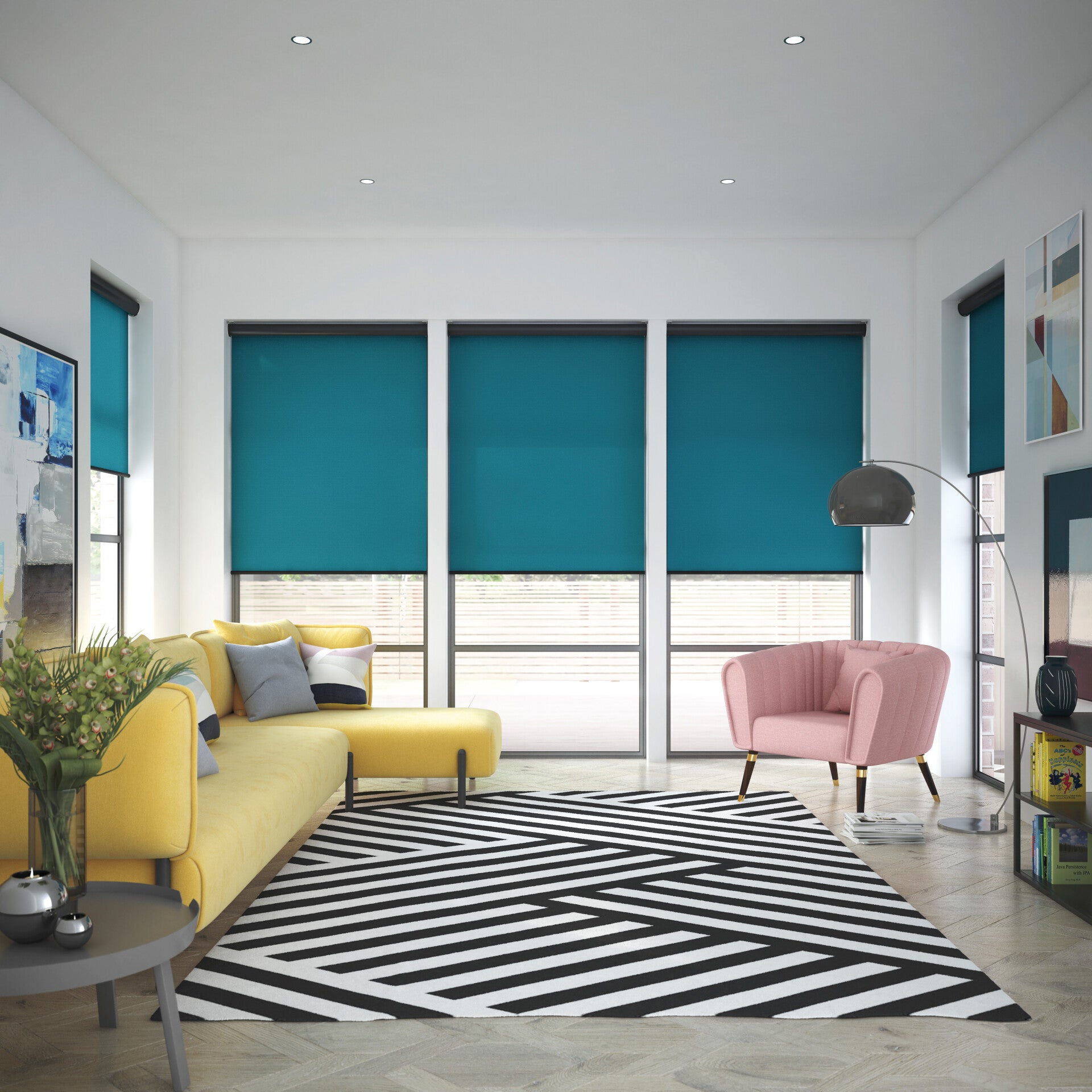 Bespoke plain fabric roller blinds including measuring and fitting at low prices guaranteed