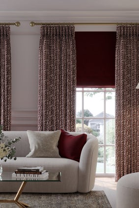 Red curtains measured and fitted