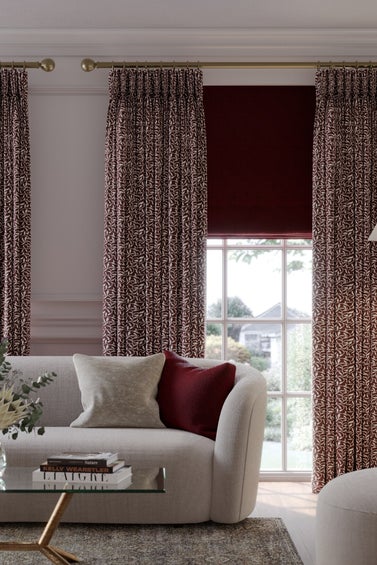 Red curtains measured and fitted