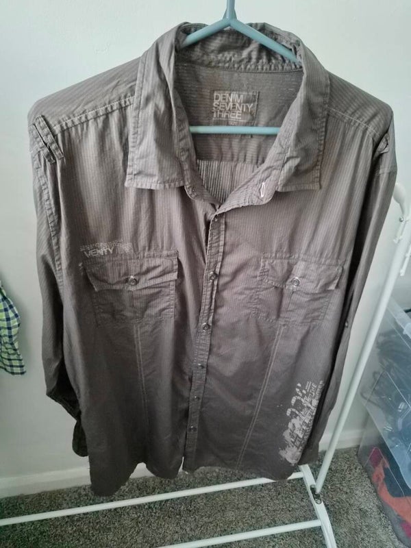 Dark grey stripe long sleeve men's shirt. Size XXL