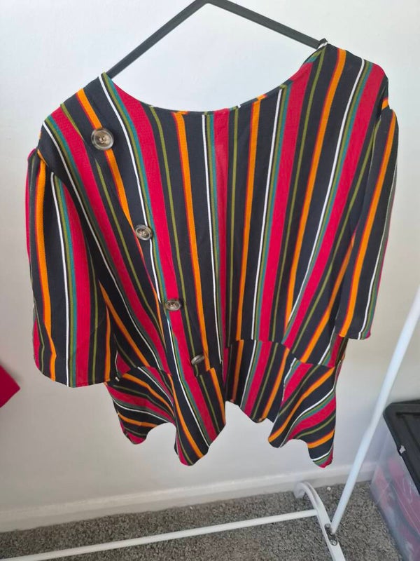 Multicoloured stripe short sleeve top. Size 16 by Papaya