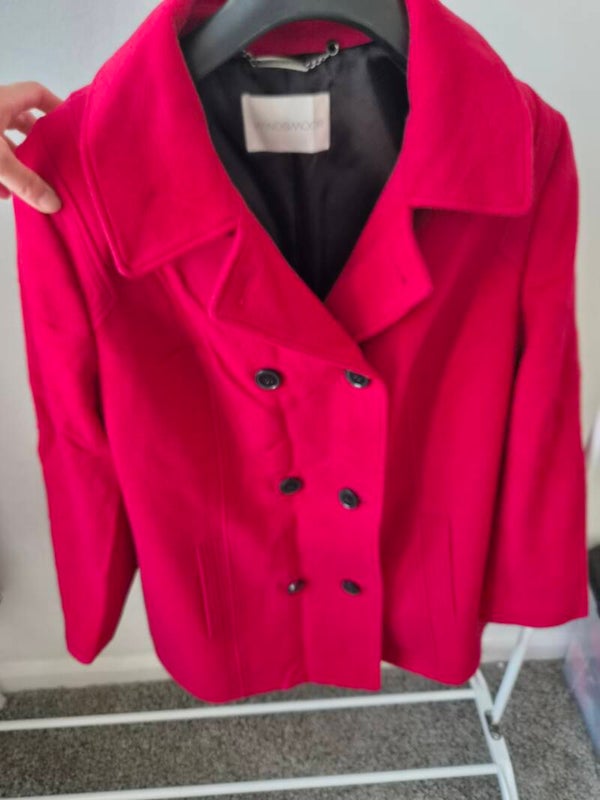 Raspberry red wool/cashmere coat. Size 16 by Windsmoor