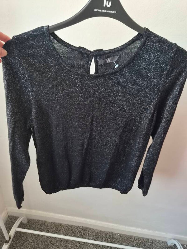Black/silver glittery top. Size 16 by BHS
