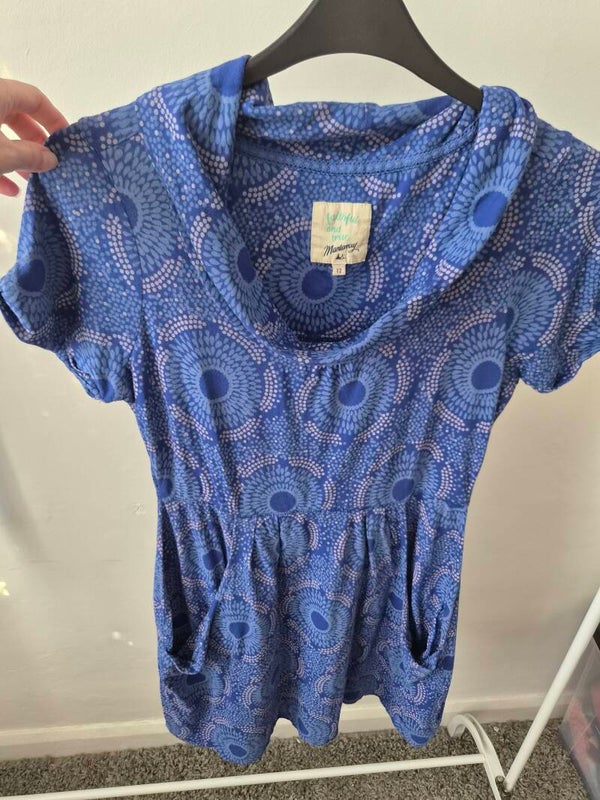 Blue patterned short sleeve dress. Size 12 by Debenhams