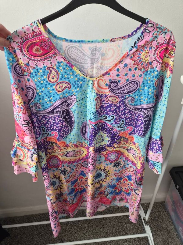 Bright multicoloured patterned dress. Size XXL