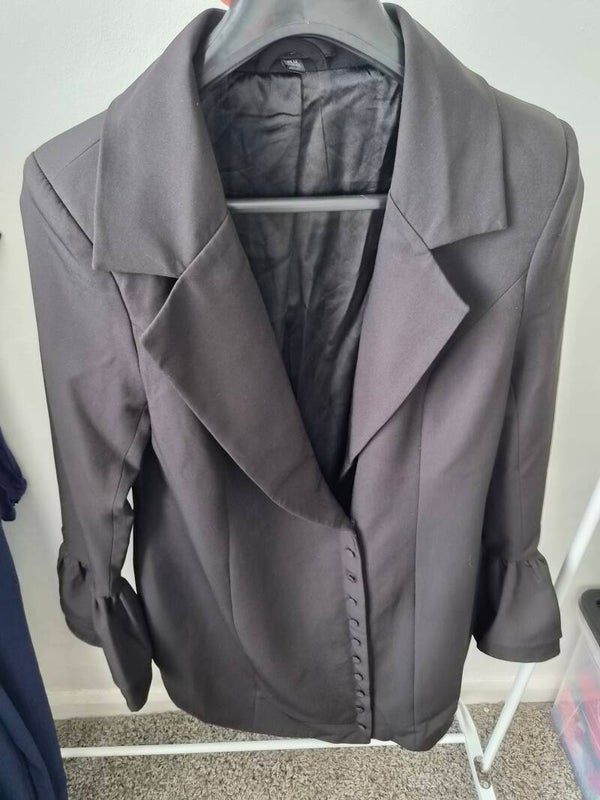 Black longline blazer. Size 14 by Missguided