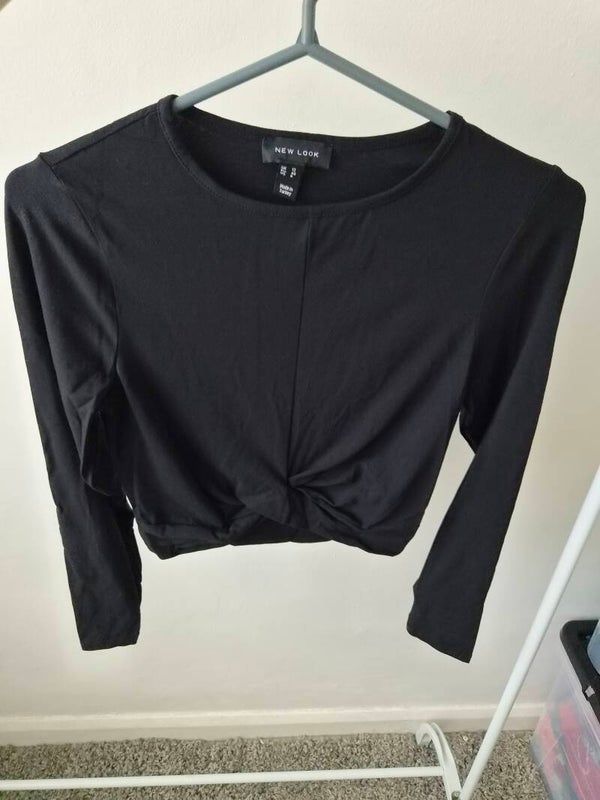 Black long sleeve short top. Size 12 by New Look
