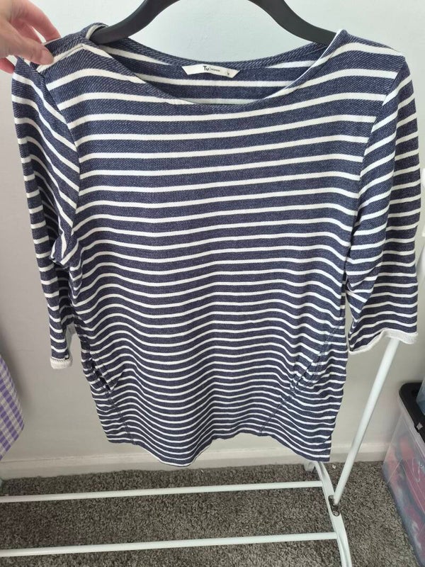 Navy/white stripe dress. Size 14 by Tu