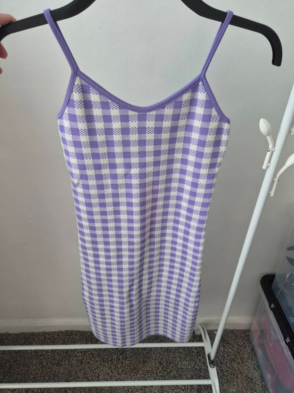 Purple/white checked dress. Size XS by Primark