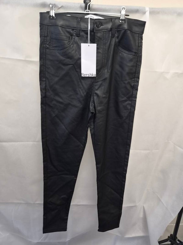 Black polyurethane coated trousers. Size euro 40=UK 12.