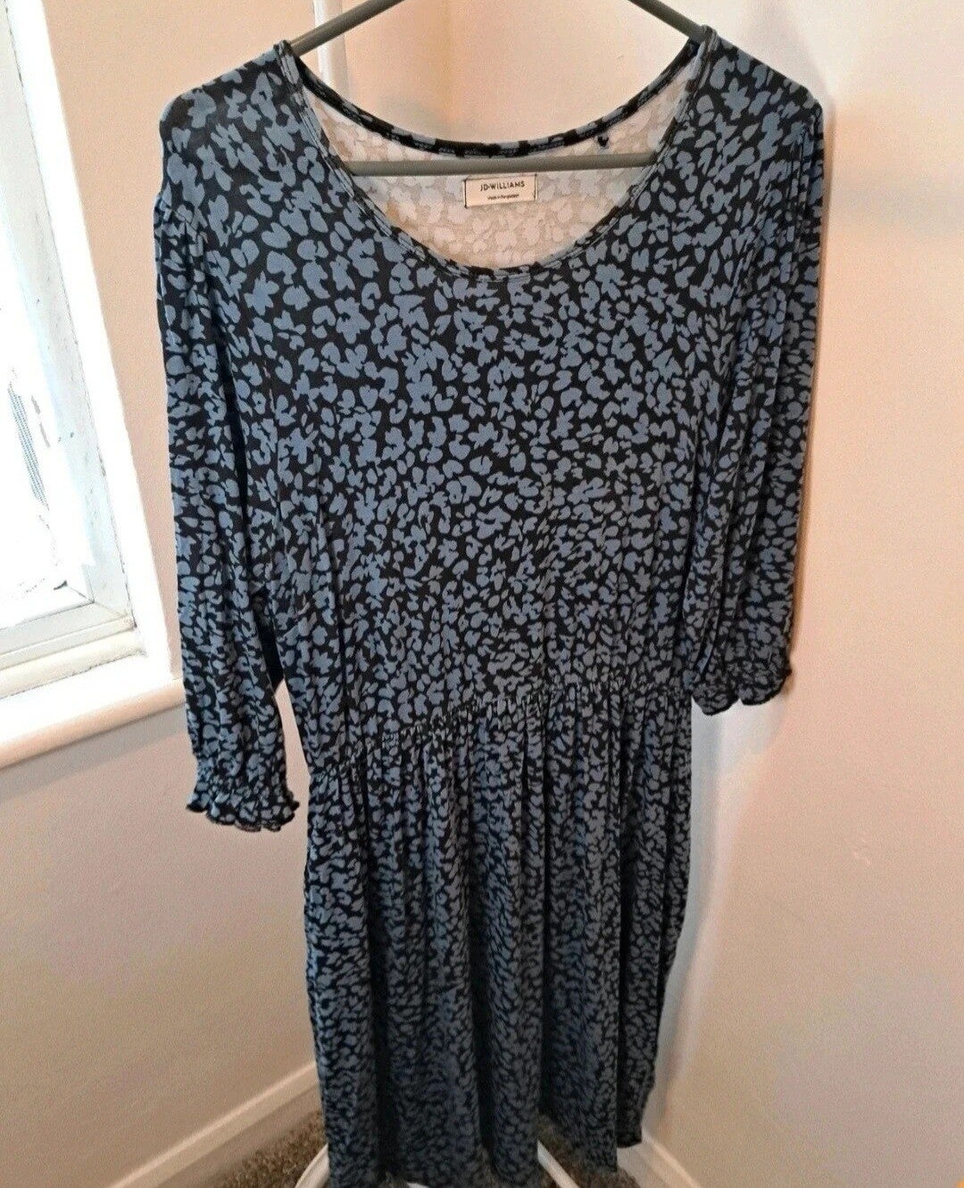 Blue/black patterned dress. Size 12