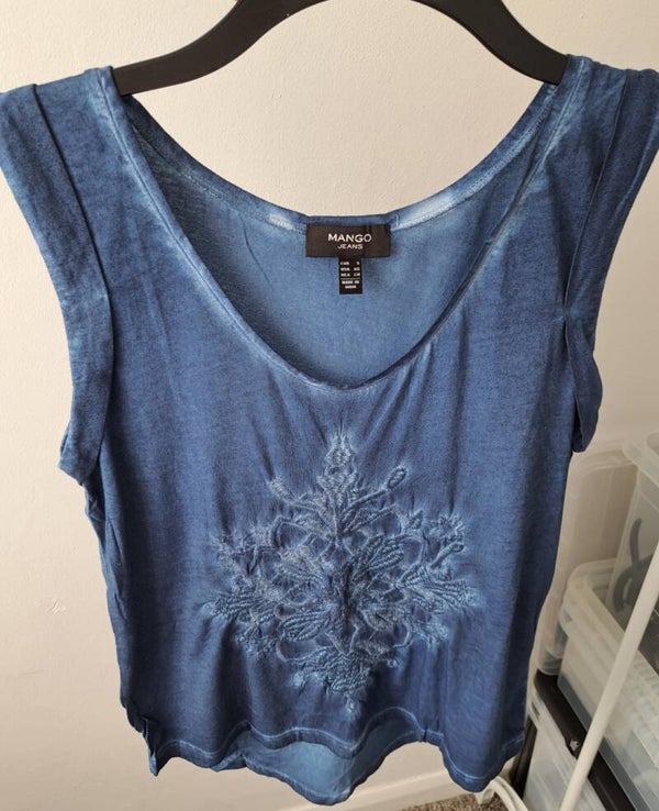 Blue mottled vest top. Size small