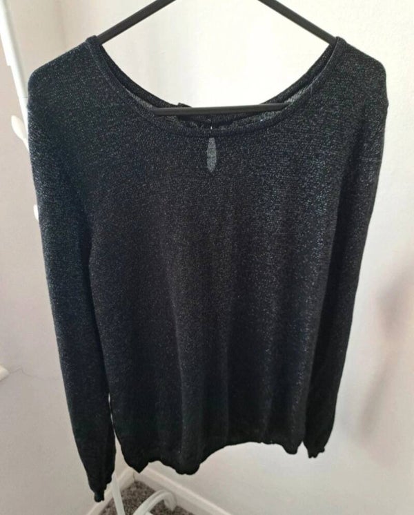 Black glittery long sleeve top. Size 16 by BHS.