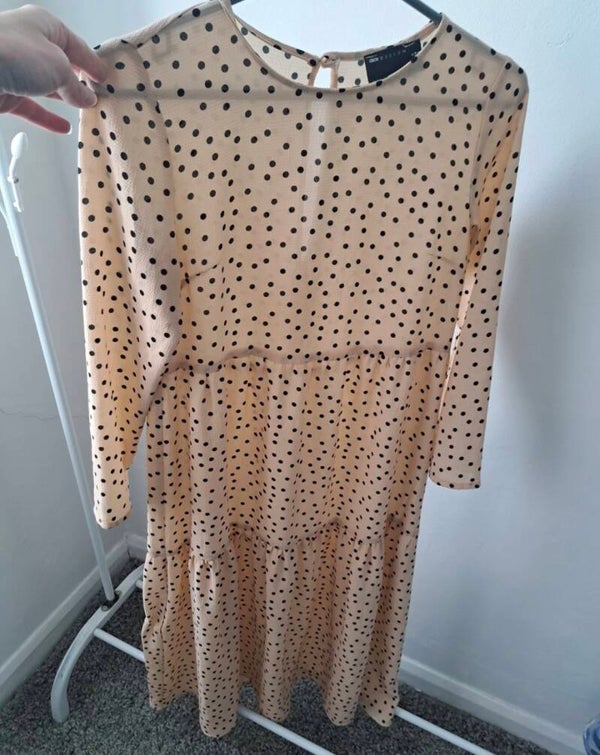 Beige/black patterned dress. Size 6 by ASOS