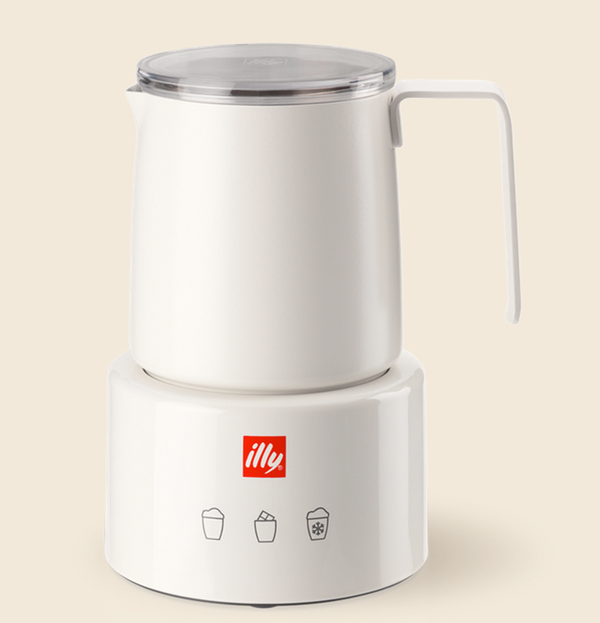 Milchaufschäumer weiß- Milchaufschäumer mit einem klaren und eleganten Design.
