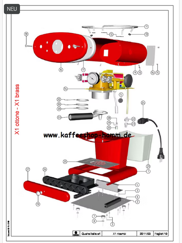 Francisfrancis X1 + X.. C000040/43 Wasserrohr KIT (Code: Wasserrohr und -filter)