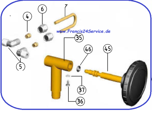 Francis X MS Dampfschlauch KIT mit Anschlüssen-pos.4-7 C001175KIT TUBO RAME 6X4X115 1 Brass pipe