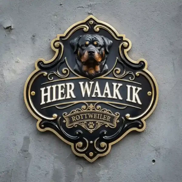 Waakbord Rottweiler 3D Acryl 4mm - Hier Waak Ik