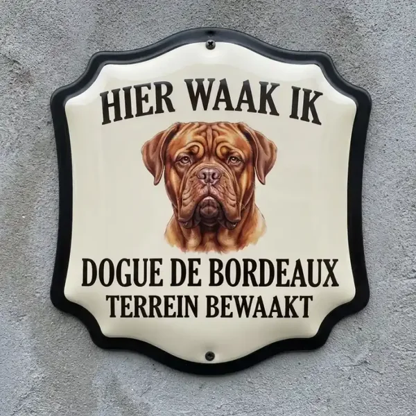 Waakbord Bordeauxdog - Hier Waak Ik