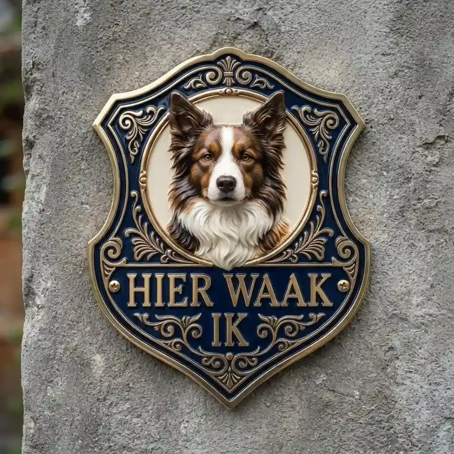 Exclusief Acryl Border Collie Waakbord "Hier Waak Ik